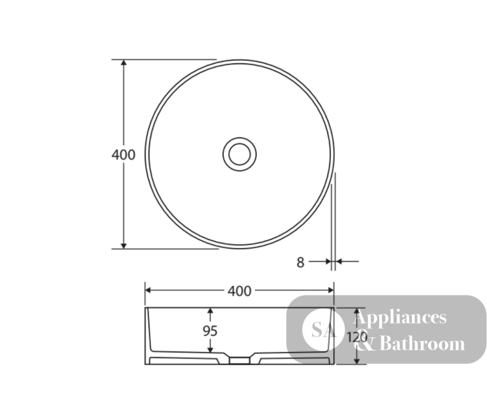 Fienza CSB802 Minka Round Solid Surface Above Counter Basin Matte White - Basins