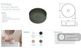 Fienza CSB802B Minka Round Solid Surface Above Counter Basin Matte Black - Basins