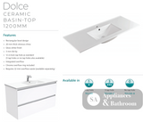 Fienza Dolce 1200Mm Tcl120Z Fingerpull Wall Hung Vanity Satin White - Special Order Units