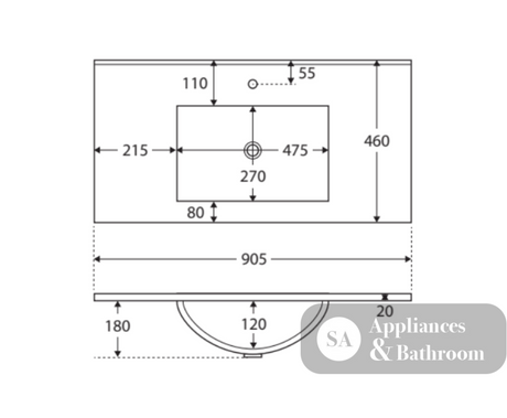 Fienza Dolce 900Mm Tcl90Tk Hampton White Vanity Unit On Kickboard - Special Order Units
