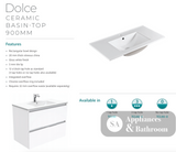 Fienza Dolce 900Mm Tcl90Tk Hampton White Vanity Unit On Kickboard - Special Order Units