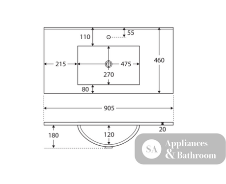 Fienza Dolce Black Tcl90Zbkr 900Mm Vanity With Kickboard Right Drawers - Special Order Units