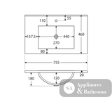 Fienza Dolce Ceramic Tcl75Jl 750Mm White Wall Hung Vanity With Handles Left Hand Drawers - Special