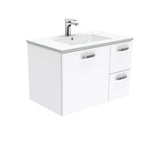 Fienza Dolce Ceramic Tcl75Jr 750Mm White Wall Hung Vanity With Handles Right Hand Drawers - Special
