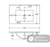 Fienza Dolce Edge Tcl75Skl Scandi Oak 750Mm Vanity With Kickboard Left Drawers - Special Order Units