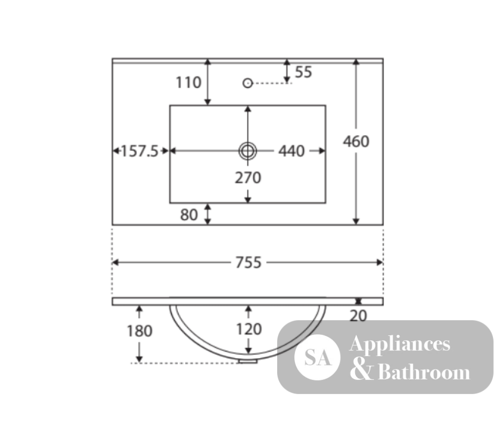 Fienza Dolce Hampton 750Mm Tcl75Tk White Vanity Unit On Kickboard - Special Order Units