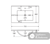 Fienza Dolce Hampton 750Mm Tcl75Tk White Vanity Unit On Kickboard - Special Order Units