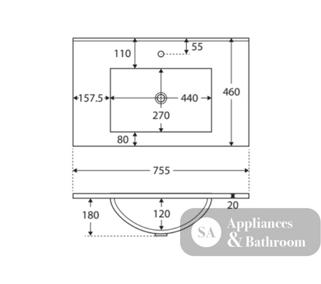 Fienza Dolce Hampton 750Mm Tcl75Tk White Vanity Unit On Kickboard - Special Order Units