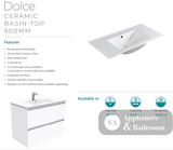 Fienza Dolce Hampton Tcl90T 900Mm White Wall Hung Vanity Unit - Special Order Units
