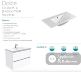 Fienza Dolce Quest 900Mm Tcl90Qk White Vanity Unit On Kickboard - Special Order Units