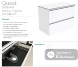 Fienza Dolce Quest Tcl90Q 900Mm White Wall Hung Vanity Unit - Special Order Units