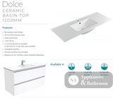 Fienza Dolce Tcl120F 1200Mm Fingerpull Wall Hung Vanity White - Special Order Units