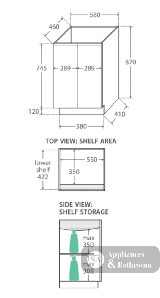 Fienza Dolce Tcl60C Fingerpull 600Mm White Vanity With Kickboard - Special Order Units