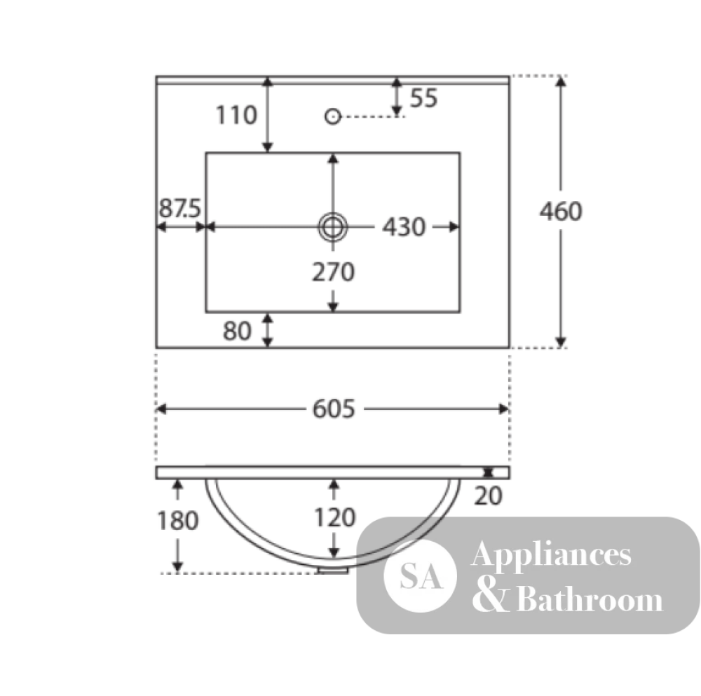 Fienza Dolce Tcl60F Fingerpull 600Mm Wall Hung White Vanity - Special Order Units