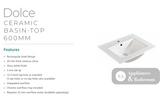 Fienza Dolce Tcl60F Fingerpull 600Mm Wall Hung White Vanity - Special Order Units