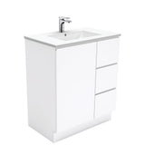 Fienza Dolce Tcl75Cr 750Mm White Fingerpull Vanity With Kickboard Right Hand Drawers - Special Order