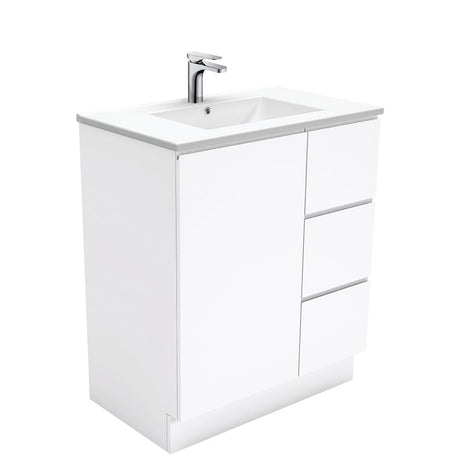 Fienza Dolce Tcl75Cr 750Mm White Fingerpull Vanity With Kickboard Right Hand Drawers - Special Order