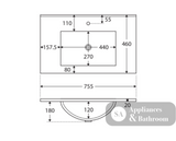Fienza Dolce Tcl75H Manu 750Mm White Wall Hung Vanity Unit - Special Order Units