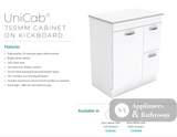 Fienza Dolce Tcl75Nkwl 750Mm White Vanity With Kicker Left Hand Drawers - Special Order Units