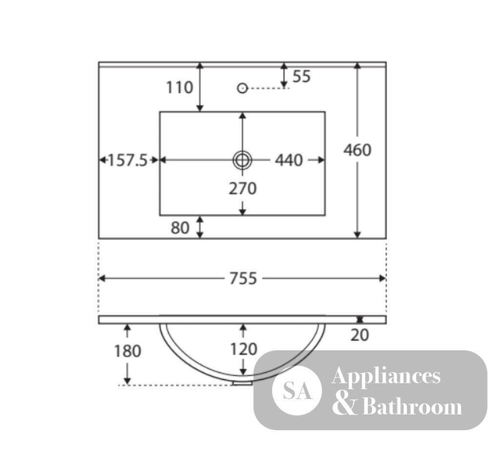 Fienza Dolce Tcl75Nkwl 750Mm White Vanity With Kicker Left Hand Drawers - Special Order Units