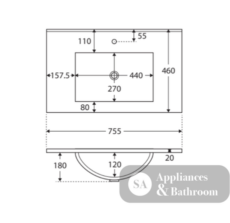 Fienza Dolce Tcl75Nkwr 750Mm White Vanity With Kicker Right Hand Drawers - Special Order Units