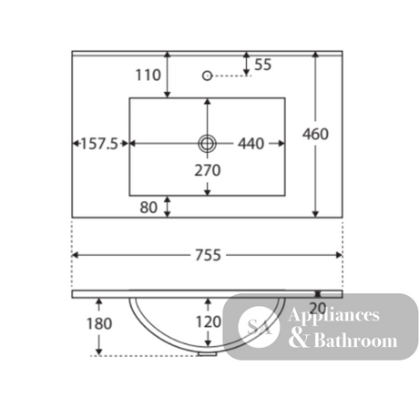 Fienza Dolce Tcl75Zbkr 750Mm Satin Black Vanity With Kickboard Right Drawers - Special Order Units