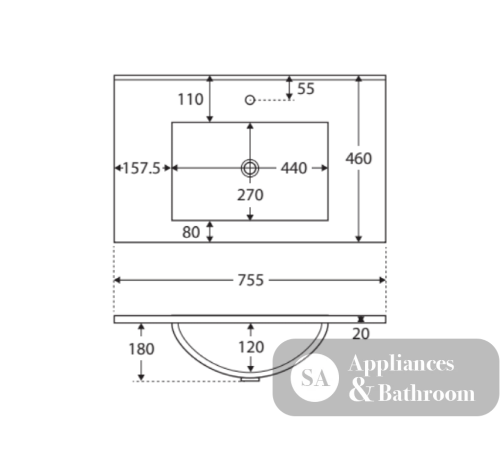 Fienza Dolce Tcl75Zkr Fingerpull Matte White 750Mm Vanity With Kickboard Right Drawers - Special