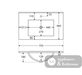 Fienza Dolce Tcl75Zkr Fingerpull Matte White 750Mm Vanity With Kickboard Right Drawers - Special