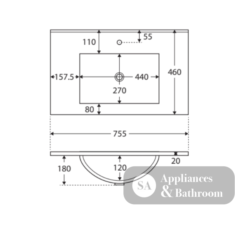 Fienza Dolce Tcl75Zl 750Mm Fingerpull Wall Hung Vanity Matte White With Left Drawers - Special Order