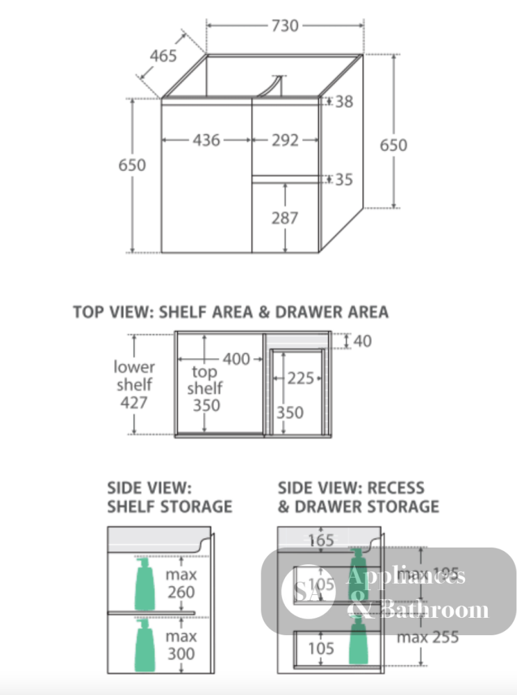Fienza Dolce Tcl75Zl 750Mm Fingerpull Wall Hung Vanity Matte White With Left Drawers - Special Order
