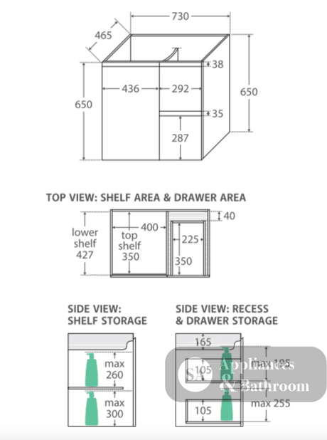 Fienza Dolce Tcl75Zl 750Mm Fingerpull Wall Hung Vanity Matte White With Left Drawers - Special Order