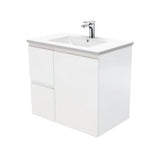 Fienza Dolce Tcl75Zl 750Mm Fingerpull Wall Hung Vanity Matte White With Left Drawers - Special Order