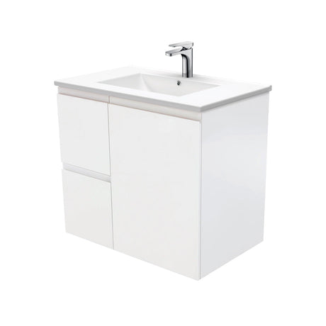 Fienza Dolce Tcl75Zl 750Mm Fingerpull Wall Hung Vanity Matte White With Left Drawers - Special Order