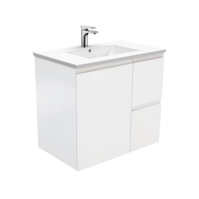 Fienza Dolce Tcl75Zr 750Mm Fingerpull Wall Hung Vanity Matte White With Right Drawers - Special