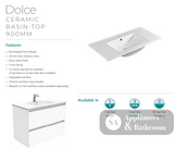 Fienza Dolce Tcl90Cl 900Mm Fingerpull White Vanity With Kickboard Left Drawers - Special Order Units