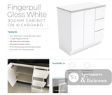 Fienza Dolce Tcl90Cr 900Mm Fingerpull White Vanity With Kickboard Right Drawers - Special Order