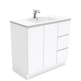 Fienza Dolce Tcl90Cr 900Mm Fingerpull White Vanity With Kickboard Right Drawers - Special Order