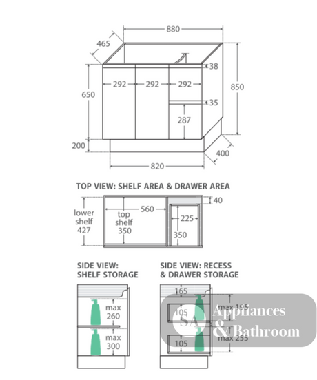 Fienza Dolce Tcl90Zkl 900Mm Fingerpull Matte White Vanity With Kickboard Left Drawers - Special