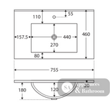 Fienza Dolce Tclb75Zbr 750Mm Matte Black Satin Wall Hung Vanity Right Drawers - Special Order Units