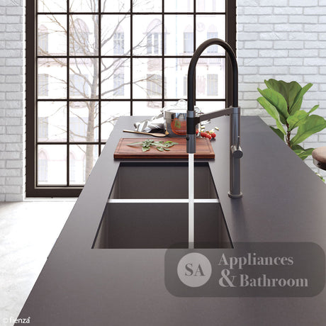 Fienza Double Bowl Kitchen Sink Carbon Metal 68403Cm - Special Order Top Mounted Sinks