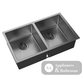 Fienza Double Bowl Kitchen Sink Carbon Metal 68403Cm - Special Order Top Mounted Sinks