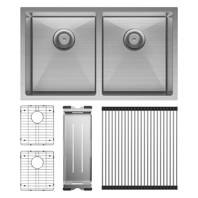 Fienza Double Bowl Kitchen Sink Pack - Stainless Steel 68403-KIT - Top Mounted Kitchen Sinks