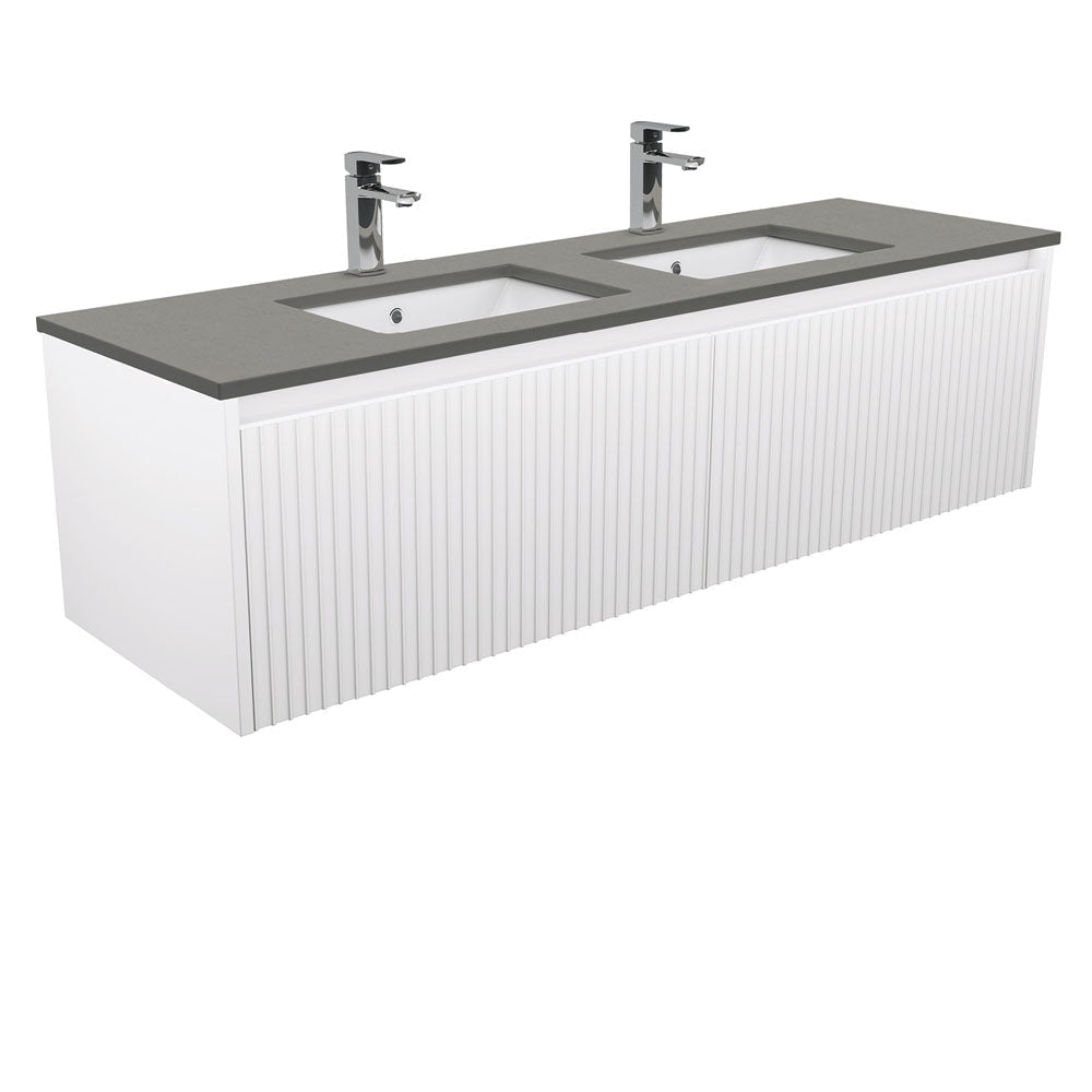 Fienza DS150RWD Sarah Dove Grey Undermount Double Bowl 1500mm Alina Wall-Hung Vanity - Vanities