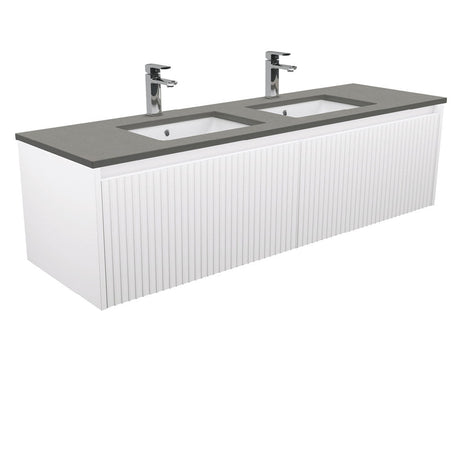 Fienza DS150RWD Sarah Dove Grey Undermount Double Bowl 1500mm Alina Wall-Hung Vanity - Vanities