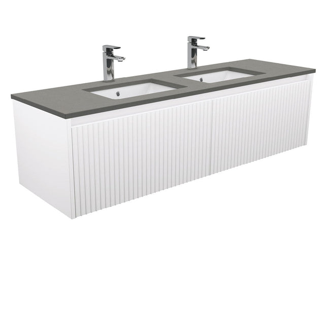 Fienza DS150RWD Sarah Dove Grey Undermount Double Bowl 1500mm Alina Wall-Hung Vanity - Vanities