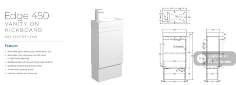 Fienza Edge 45Rsk Scandi Oak 450Mm Vanity With Kickboard No Overflow - Special Order Units