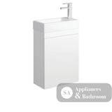 Fienza Edge 45RW-OF Satin White Wall Hung 450mm Vanity with Overflow - Vanity Units
