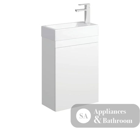 Fienza Edge 45RW-OF Satin White Wall Hung 450mm Vanity with Overflow - Vanity Units