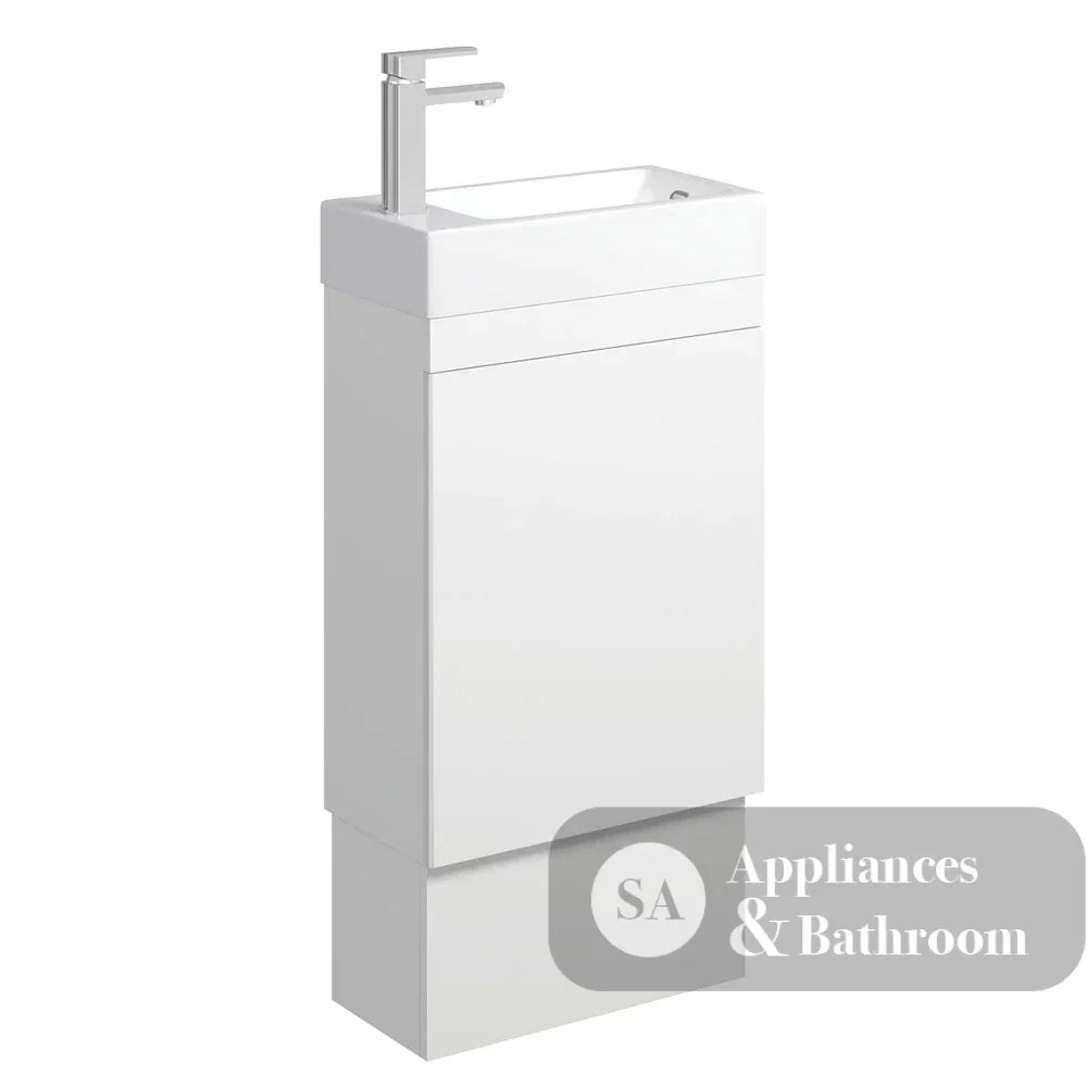 Fienza Edge 45RWK-OF Satin White 450mm Vanity with Kickboard With Overflow - Vanity Units