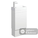 Fienza Edge 45RWK-OF Satin White 450mm Vanity with Kickboard With Overflow - Vanity Units